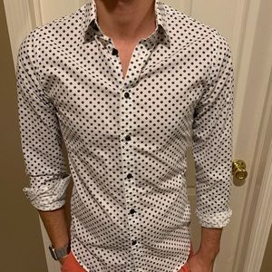 Express White Dress Shirt with Blue Floral